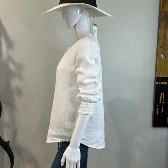 Anthropologies Cloth  Stone 100 Linen Long Sleeve Top - Picture 4 of 11